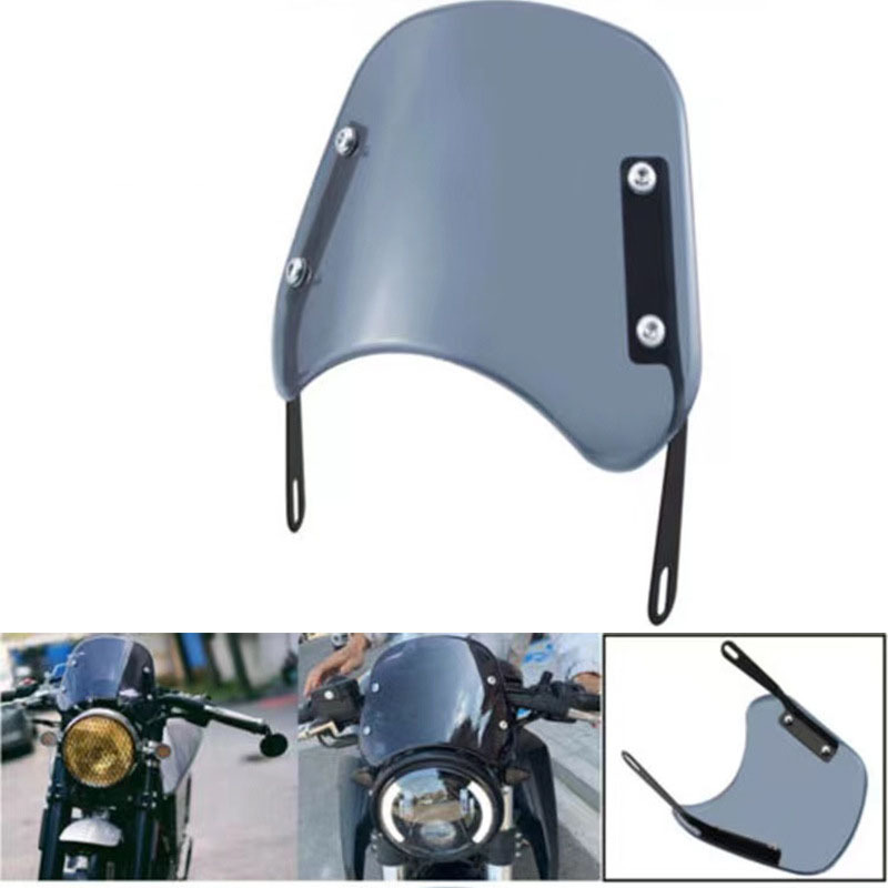 摩托车复古改装配件 通用前挡风玻璃5-7寸改装大灯挡风板保护罩