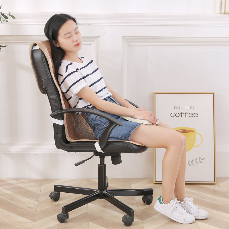 夏季办公椅坐垫靠背一体椅套电脑椅透气凉席椅垫滕竹凉垫凉席坐垫