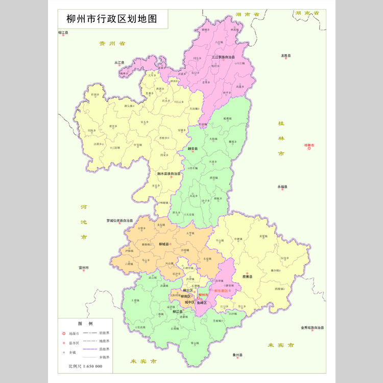 柳州市地图电子版设计素材文件