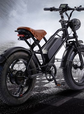 胖胎山地越野电动自行车沙滩车代步车锂电池助力变速自行车