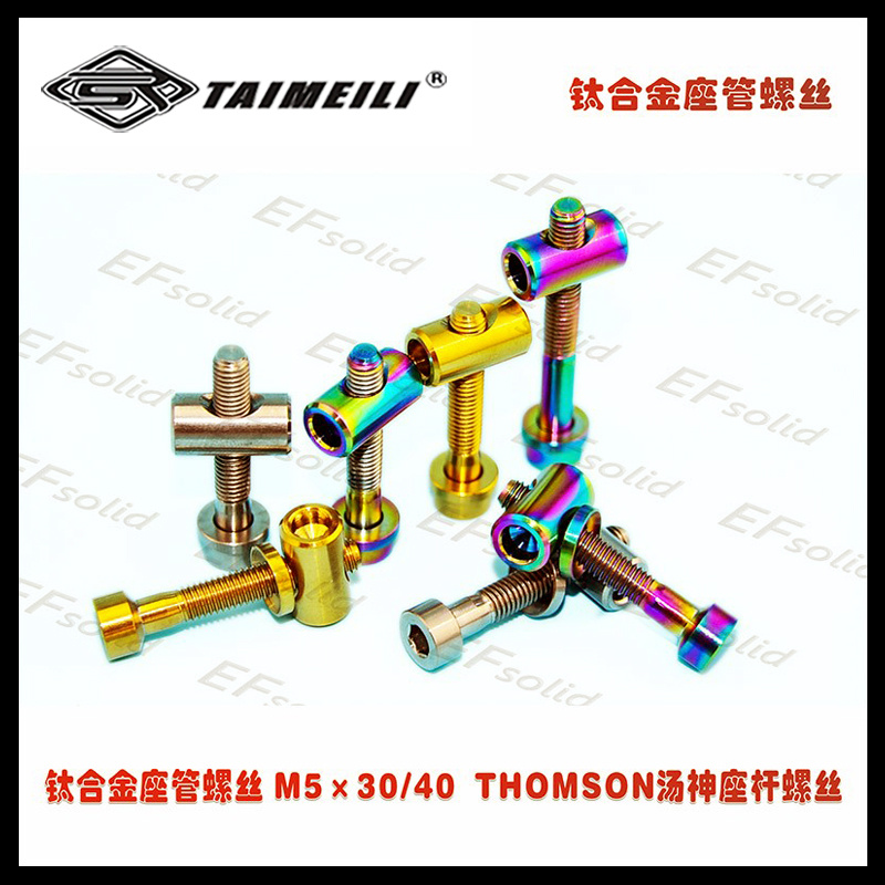 EFsolid 钛合金座管螺丝 M5×30/40 配螺母 THOMSON汤神座杆螺丝