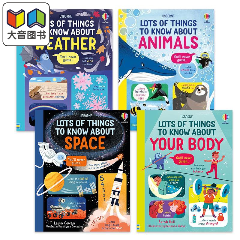 儿童知识科普精装绘本4册套装 Lots of Things to Know About关于天气动物身体太空你所需要知道的那些事英文原版 大音