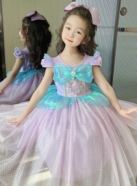 女童美人鱼公主裙子儿童cos苏菲亚夏季生日礼服迪士尼小女孩童装