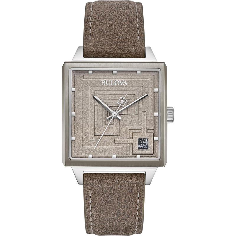 宝路华Bulova全球购腕表男子棕色皮带方形表盘限量版高级感男手表