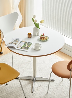 网红伊姆斯餐桌家用小户型圆桌设计师洽谈办公桌ins中古咖啡桌子