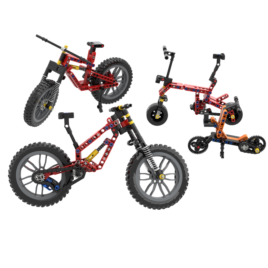 积木自行车越野车山地车踏板车摩托车MOC兼容模型桌面摆件