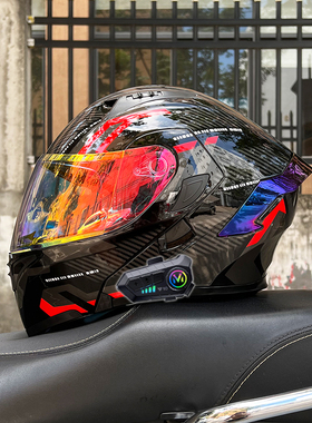 正品ORZ摩托车头盔蓝牙揭面盔男女双镜四季机车半全盔四季通用3C