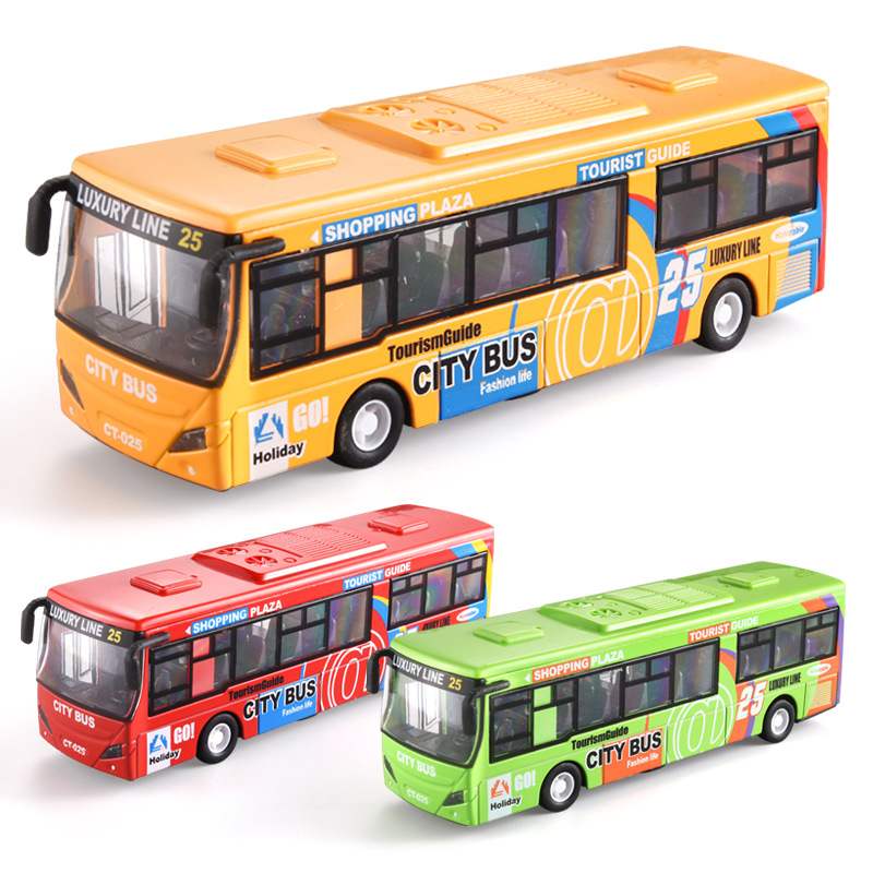 新款 跨境合金客运巴士 声光开门大巴 创意摆设玩具模型
