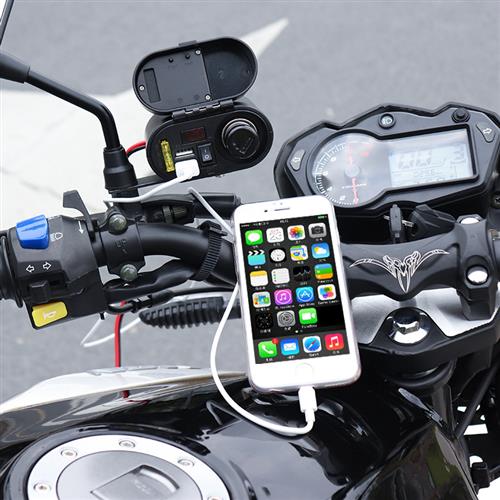 摩托车防水点烟器双usb多功能手机充电器显示电压时间表