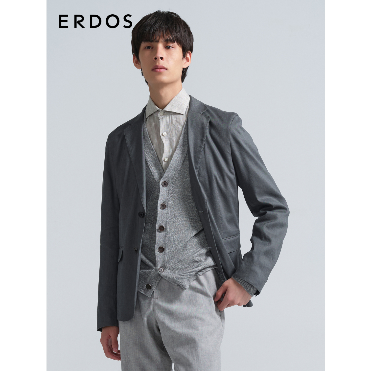 ERDOS 男装西服春夏款休闲外套单排扣舒适男上衣简约易搭配西装