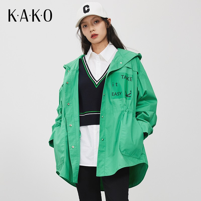 【商场同款】KAKO新款百搭女式上衣外套衬衫式休闲风衣女5211051