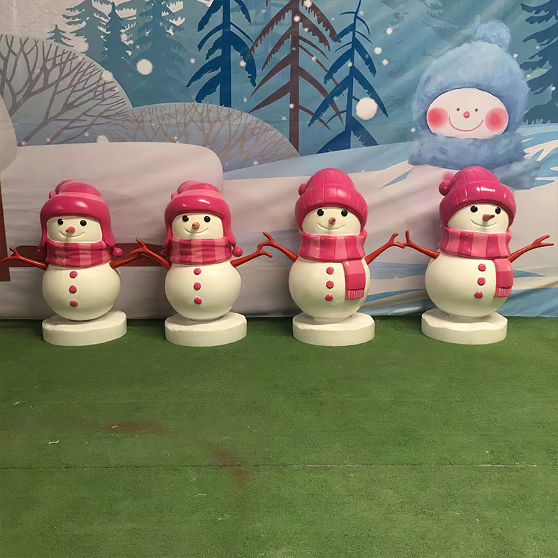 玻璃钢雪人雕塑 卡通圣诞老人物摆件 圣诞节商场美陈礼盒装饰小品
