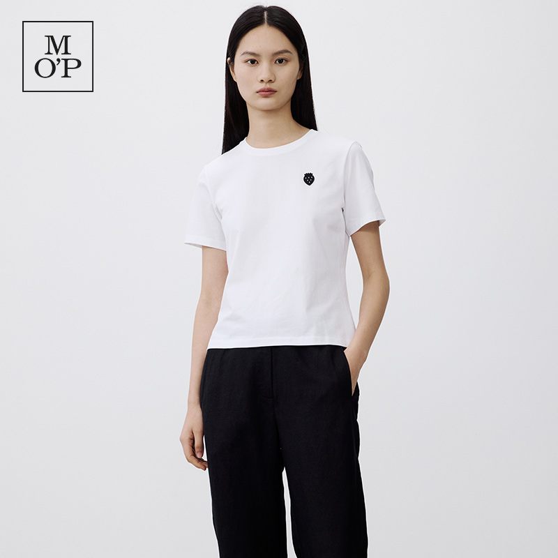 Marc O'Polo/MOP 2024夏季新款刺绣草莓宽松休闲时尚短袖T恤女士