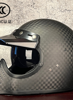 3C认证幽灵骑士复古全盔碳纤维巡航重机摩托车头盔男moto3越野盔