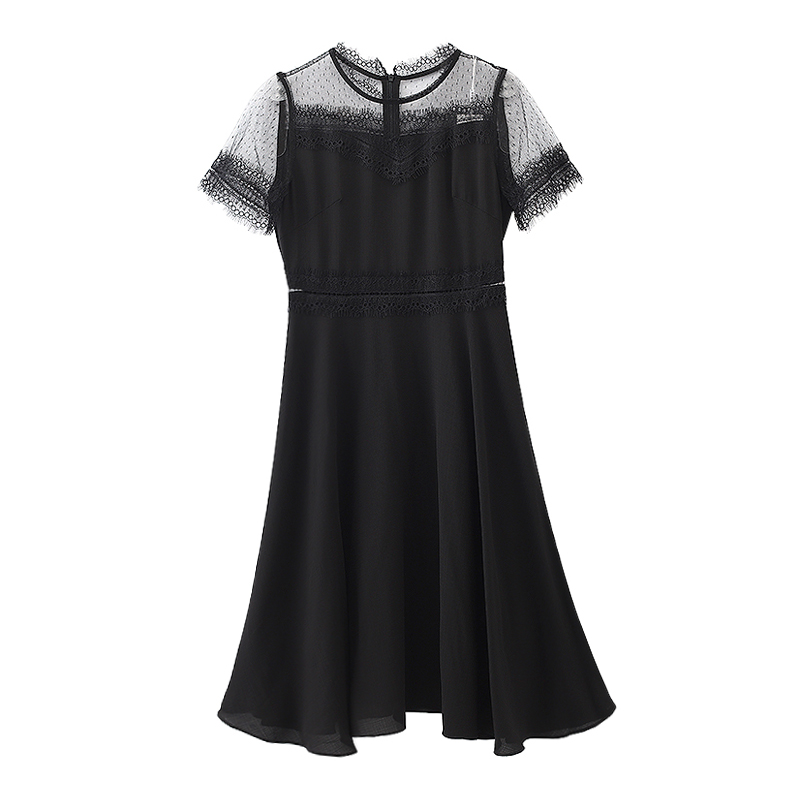 高端599元蔓系列网纱拼接A版法式镂空显瘦连衣裙当季夏季新品女装