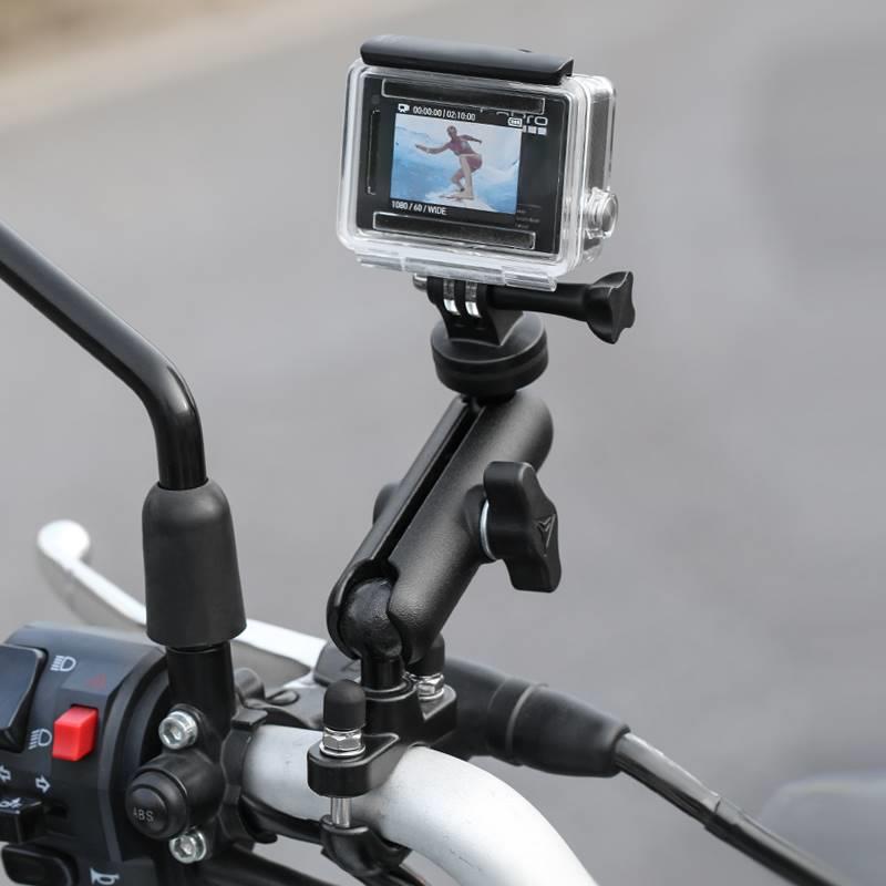 新款摩多狼摩托车gopro运动相机支架摄像车把固定架骑行直播改装