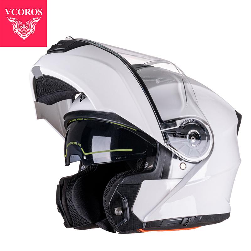 新款VCOROS揭面盔摩托车头盔双镜片男女四季大码机车巡航全盔三c