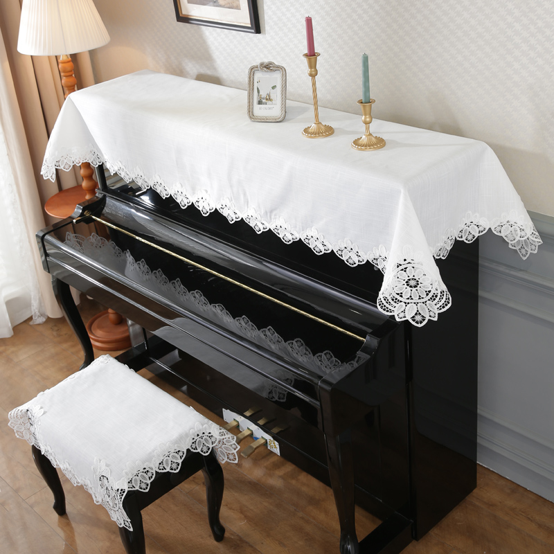 唯米99简约现代白色麻棉蕾丝电钢琴古筝防尘布遮盖巾电子琴全罩套