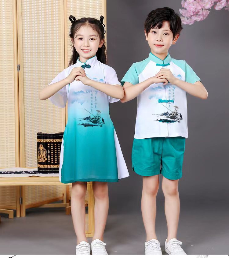儿童汉服演出服男童女童古装幼儿园舞蹈朗诵中国风主持人大合唱服
