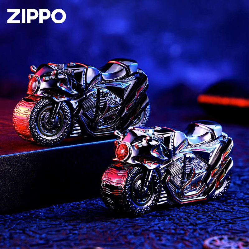 zippo打火机官方原装正版夜光窄机重甲摩托车礼盒装煤油男士礼物