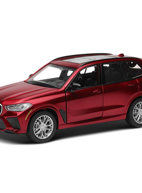 彩珀成真1:32汽车模型宝马X5M黑红色SUV轿车声光回力开门儿童玩具