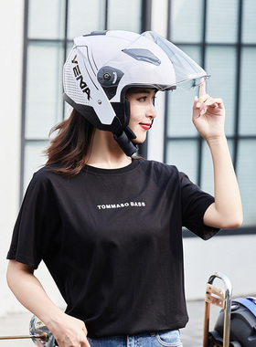 野马3C认证电动摩托车头盔男女士冬季电瓶半盔四季通用三c安全帽