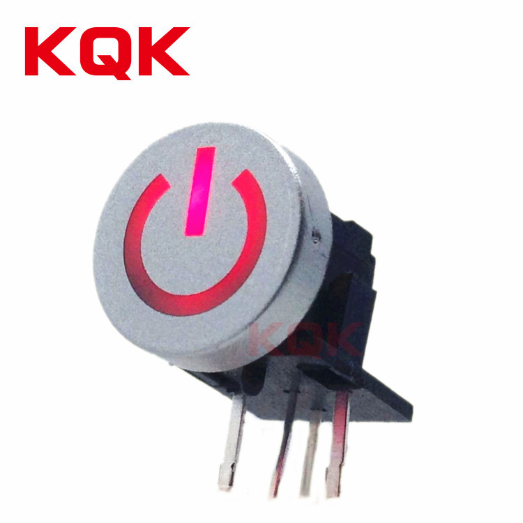 KQK灰色带灯开关 侧插红蓝色带灯轻触开关6*6*10mm电源开关符号