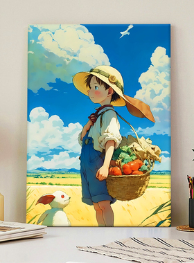 宫崎骏的夏天0基础diy数字油画手绘油彩画丙烯填充减压家居装饰画