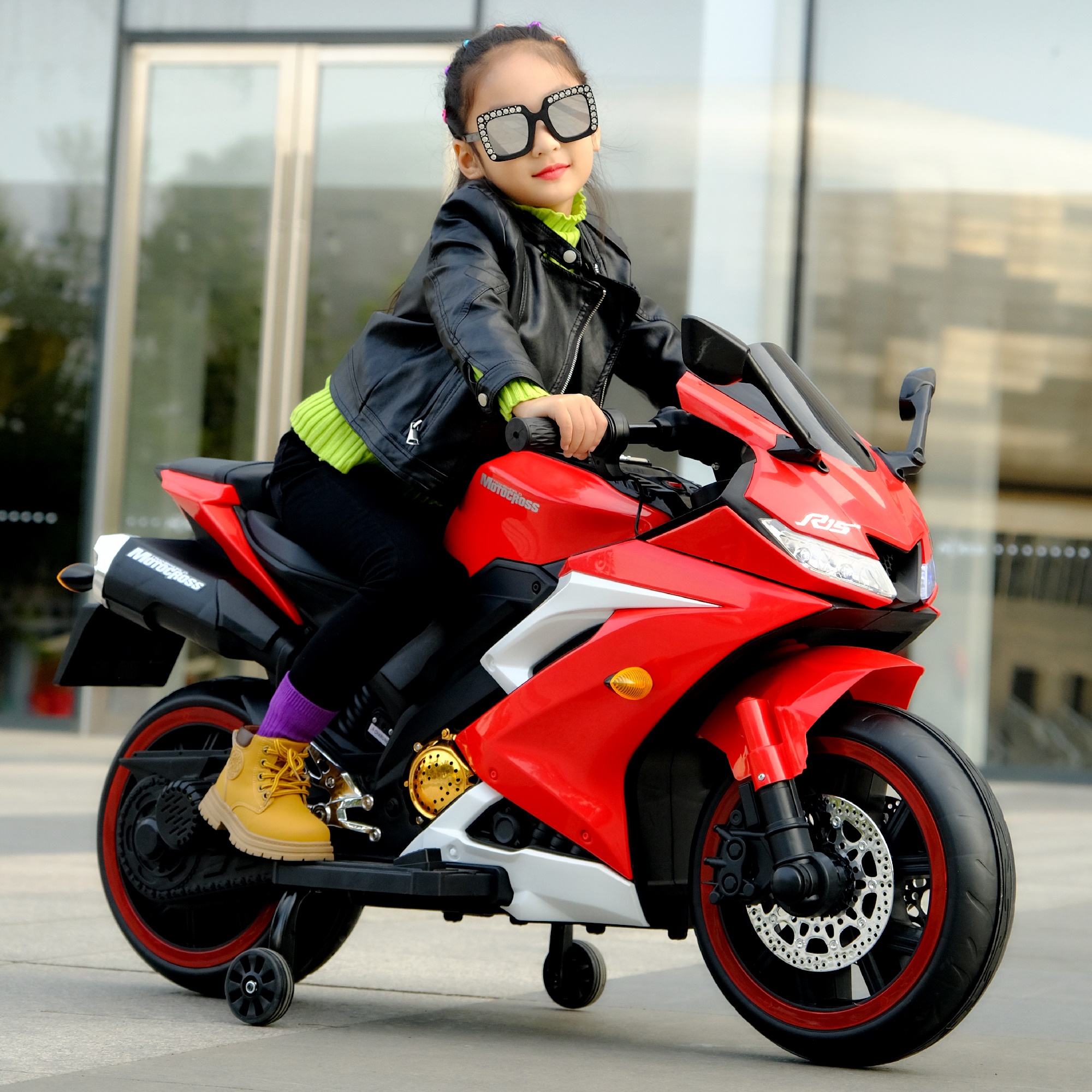 儿童电动车小孩可骑乘玩具摩托车两轮玩具车超大号双人电瓶车童车