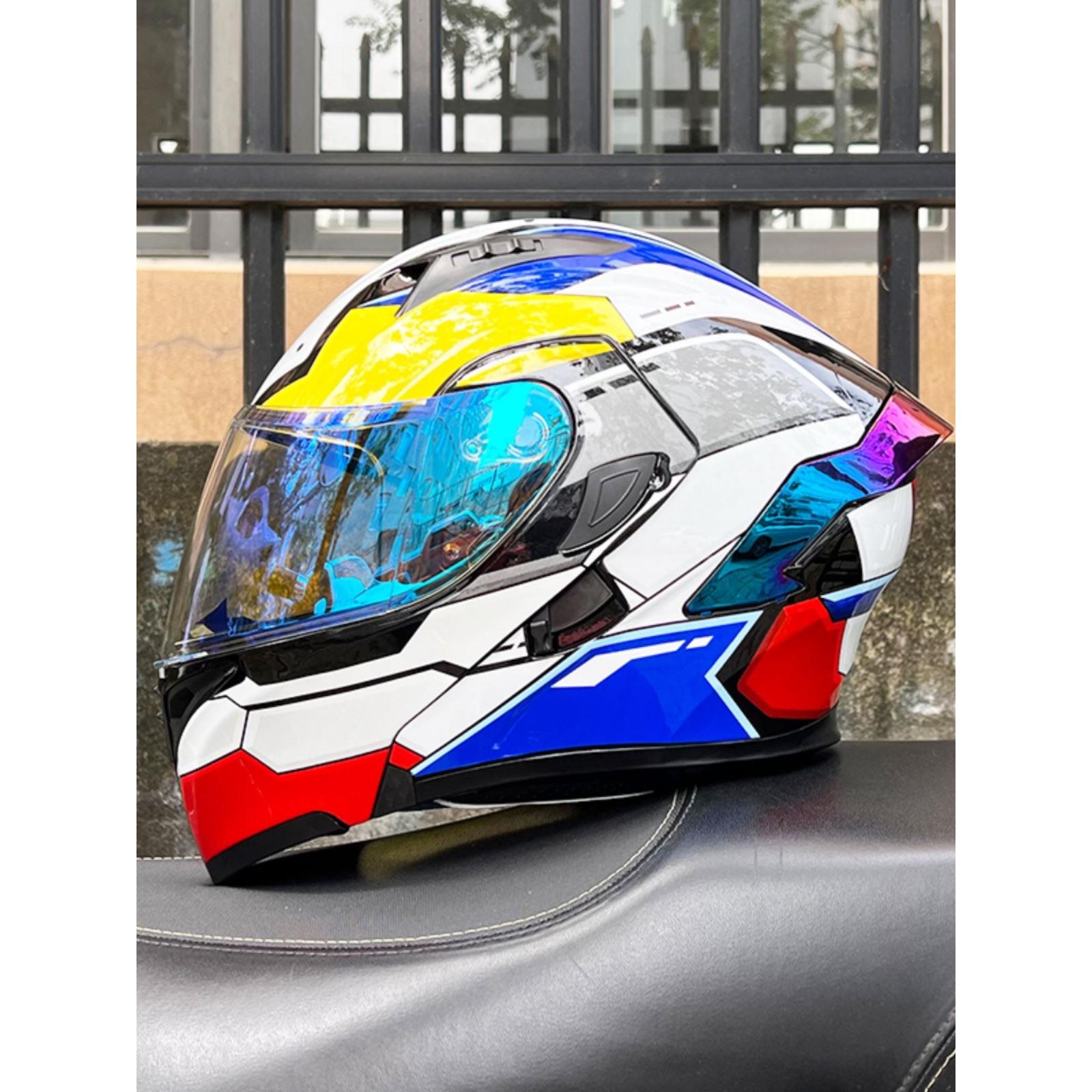 新国标ORZ摩托车头盔男女双镜揭面盔半全覆式蓝牙机车全盔3C认证