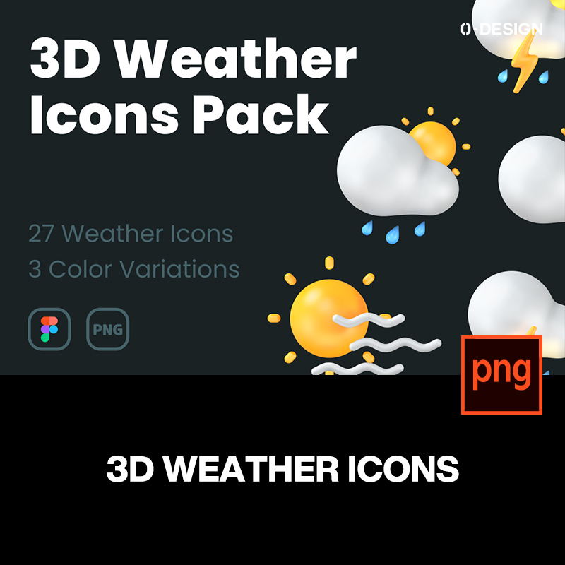27款创意卡通3D三维立体天气预报气象icon图标ui设计素材源文件