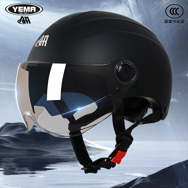 野马3C认证电动摩托车头盔男女夏季款半盔轻便防晒四季通用安全帽