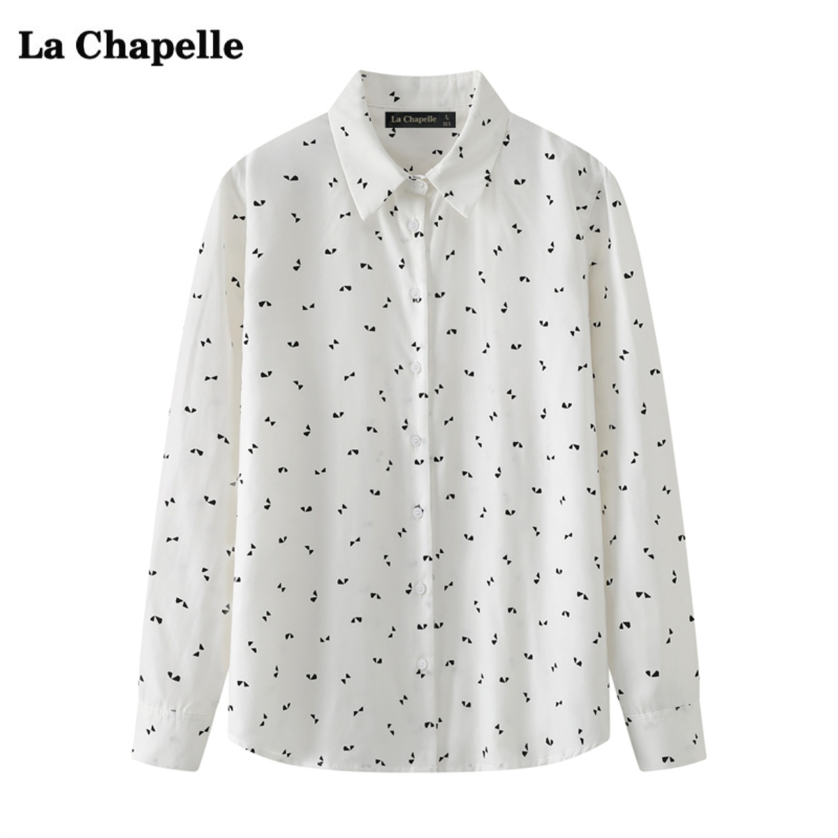 拉夏贝尔/La Chapelle几何印花长袖衬衫女春季新款气质衬衣上衣