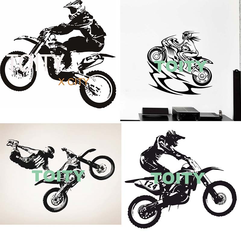 摩托车越野赛贴画特技表演贴纸机车公路赛骑手墙贴运动风装饰镂空