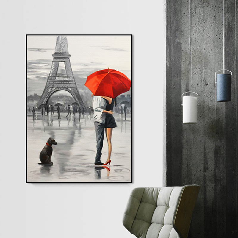 巴黎埃菲尔铁塔浪漫爱情唯美工业风文艺术复古摩登过道店铺装饰画