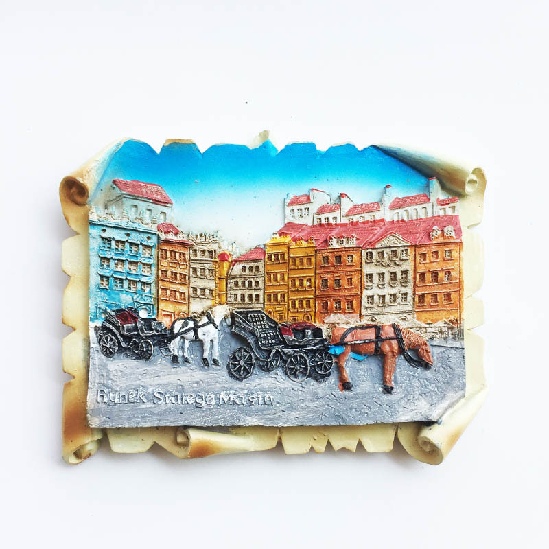 创意旅游纪念品磁铁冰箱贴 波兰首都华沙老城集市广场装饰工艺品