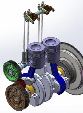 J913-2100柴油机曲轴系设计\发动机活塞连杆设计三维图CAD图。