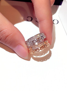闪烁2020新款韩国经典镀18K锆石奥地利水晶钻戒指情侣指环金银