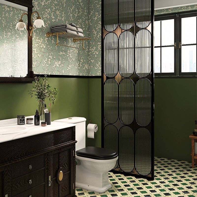 法式卫生间瓷砖厨房防滑地砖橄榄绿酒红色厕所浴室墙砖复古小花砖
