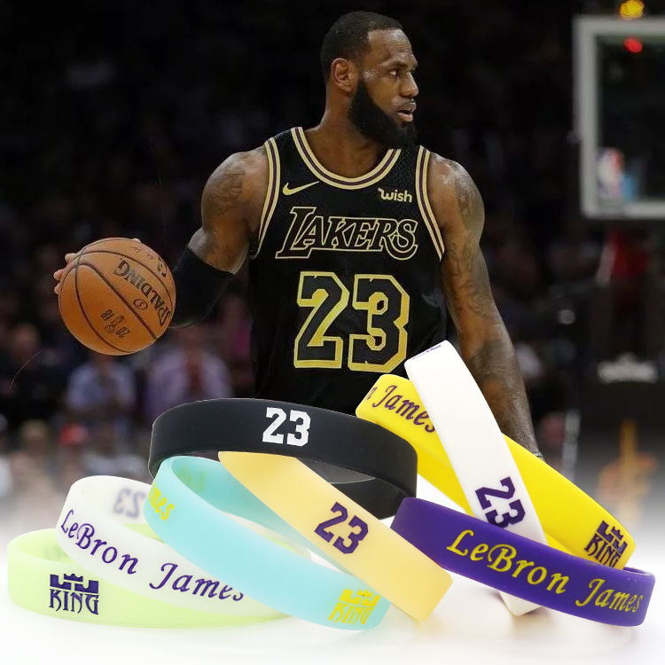 湖人队詹姆斯23号新款篮球手环夜光nba球星硅胶腕带男女饰品手链