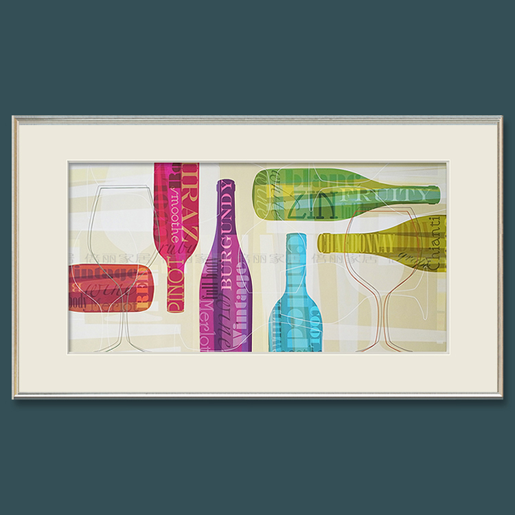 进口原版画芯抽象现代彩色玻璃器皿酒瓶客厅餐厅样板房装饰画挂画