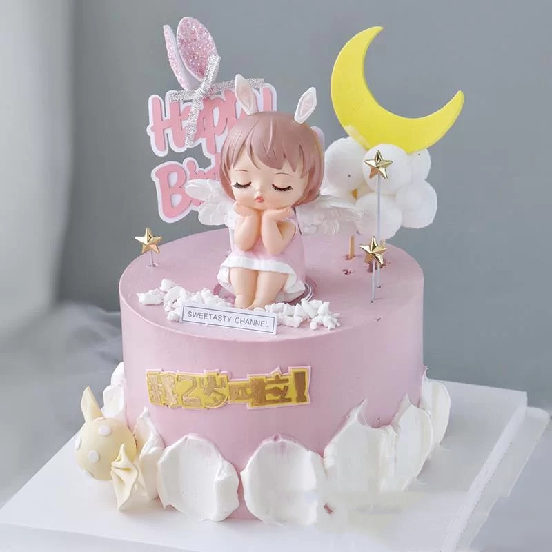 安妮公主蛋糕摆件创意卡通可爱翅膀女孩烘焙儿童生日装饰生日礼物