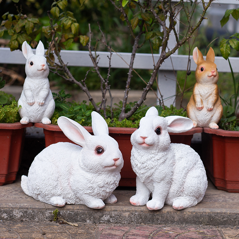 户外仿真小白兔子动物摆件草地园林景观雕塑小品装饰花园庭院装饰
