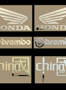 摩托车金属标贴纸梦想之翼适用Honda雅马哈布雷博车队前风挡铝贴