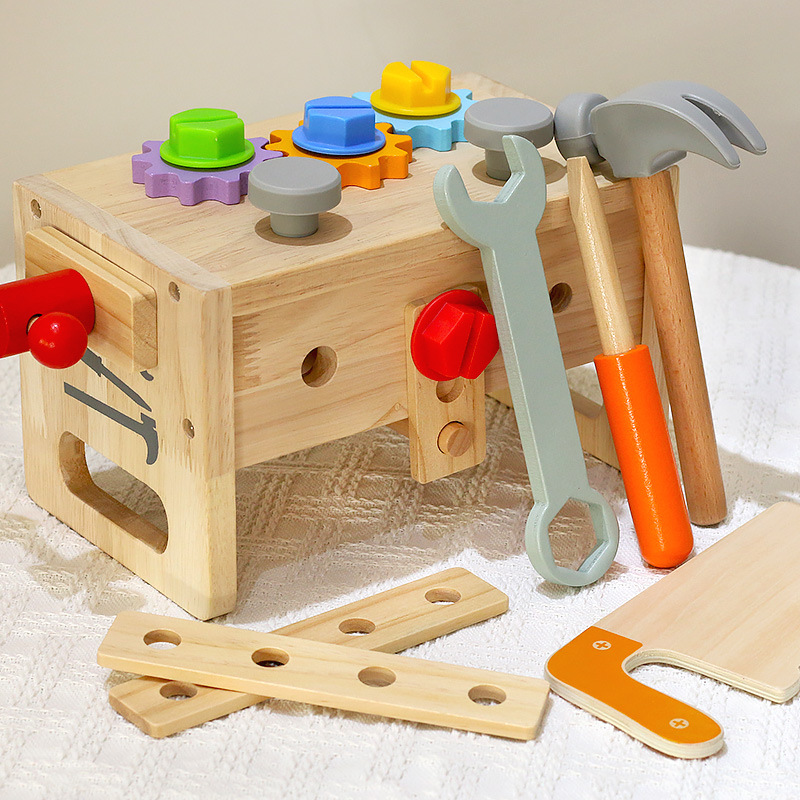 cpc儿童木制维修工具箱拧螺丝拆装螺母手提工具台男宝宝益智玩具
