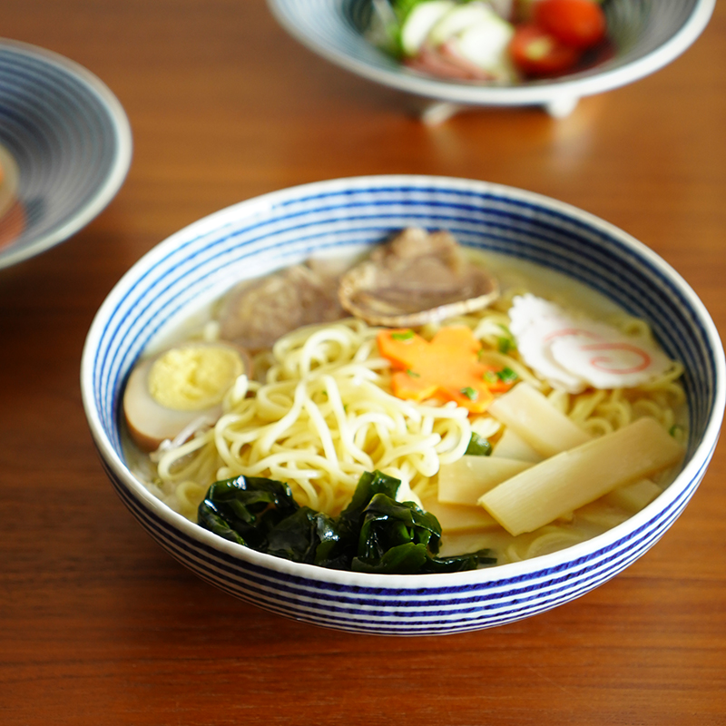 日本进口BARBAR马场商店蓝驹条纹陶瓷拉面碗日式和风大碗家用汤碗
