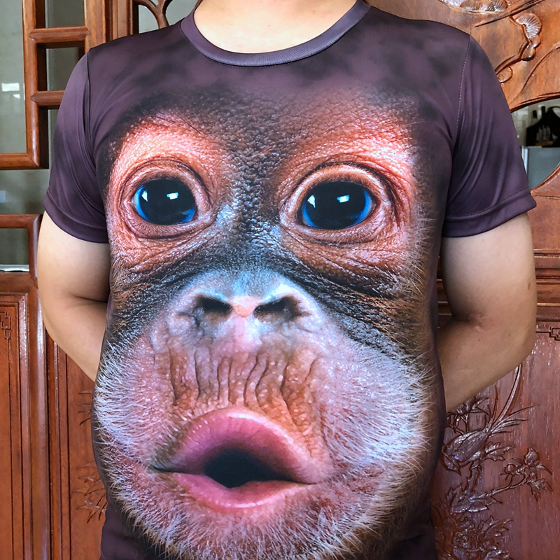 抖音同款猴子衣服3D大嘴嘟嘴猴短袖搞笑大猩猩猩T恤大码胖子上衣