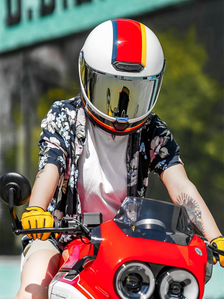 RYMIC睿觅复古头盔摩托车全盔机车头灰哈雷男女四季安全帽夏季V80