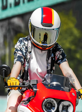 RYMIC睿觅复古头盔摩托车全盔机车头灰哈雷男女四季安全帽夏季V80