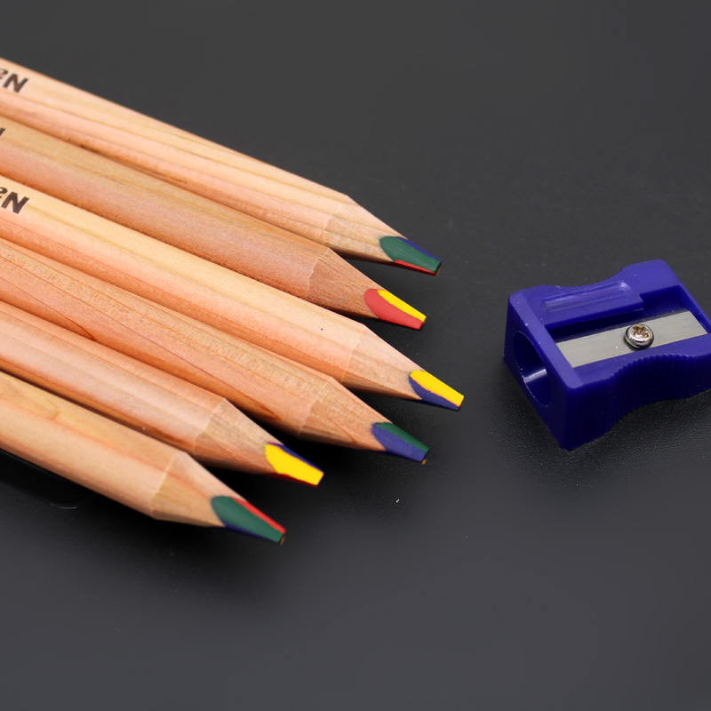 马可彩色铅笔四色一笔多色彩铅彩虹笔渐变色七彩R混色魔幻彩铅绘